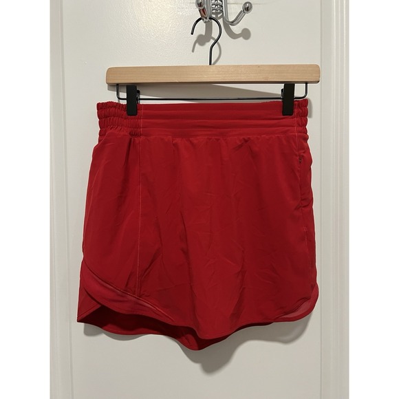 Lululemon Hotty Hot High-Rise Skirt Red Size 8 Liner Athletic Reflective Logo